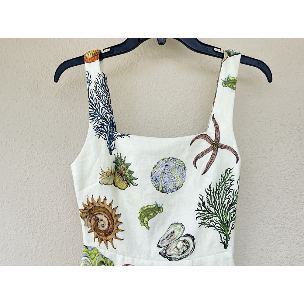 NWT ALEMAIS Sea Sleeveless Linen Mini Dress Square Tie Back Size US 2 Vacation - Picture 10 of 14